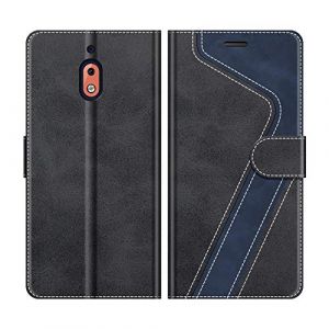 MOBESV Coque pour Nokia 2.1, Housse en Cuir Magn&eacute;tique Fonction Stand &Eacute;tui pour Nokia 2.1, &Eacute;l&eacute;gant Noir (NineFox, neuf)