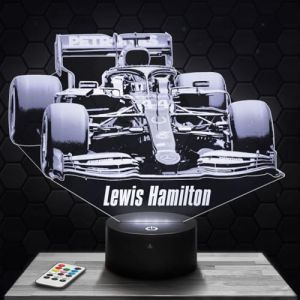 Lampe de chevet - Veilleuse Tactile Formule 1 L. Hamilton F1 Lampe 3D LED illusion, Idée cadeau Noël anniversaire garçon et fille Lampe de nuit chambre d'enfant ou adulte TOP (Lampephoto-fr, neuf)