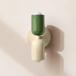 niuniaj Applique Murale Int&eacute;rieure 2 Flammes,Up Down Lampe Murale en M&eacute;tal,applique murale E27,Lampe Murale Moderne pour Salon Chambre Couloir Balcon Escalier Restaurant bureau（Cr&egrave;me+vert） (NIUNIAJ, neuf)