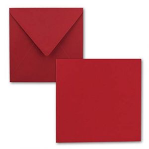 FarbenFroh® by GUSTAV NEUSER® Lot de 50 cartes simples, carrées, 15 x 15 cm, avec enveloppes, en rouge rose, pour cartes de vœux, etc. (GUSTAV NEUSER GmbH, neuf)