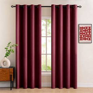 MIULEE Rideau Occultant Bordeaux à Oeillets 117x228 CM Lot de 2, Rideaux Opaque Doux et Esthétiques, Rideau Occultant Thermiques Anti Chaleur Intérieurs, Rideaux Salon Moderne Chambre (MIULEE HOME, neuf)