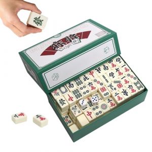 HOVCEH Mini Mahjong, Portable Jeu de Mahjong avec 144 Tuiles, Traditionnel Mah-Jong Chinois, Mah-Jong Kit pour la Famille, Le Voyage et la Table (FMKJEU, neuf)