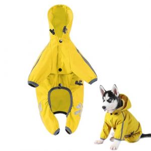 Poncho de Pluie pour Chiens, Manteau Imperméable pour Chien, Poncho D'extérieur pour Chiot Réglable, Ajustable, pour Chiens de Différentes Tailles et Formes (Jaune) (Fayemoon, neuf)