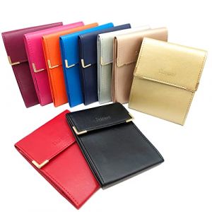 Charmoni - &eacute;tui Pochette Porte ch&eacute;quier Longue Pliant - Talon &agrave; Gauche - 3 emplacements Carte bancaire - 3 Plis - Compact - en Cuir Vachette - 10,5 cm X 14,5 cm (Orange) (Charmoni, neuf)