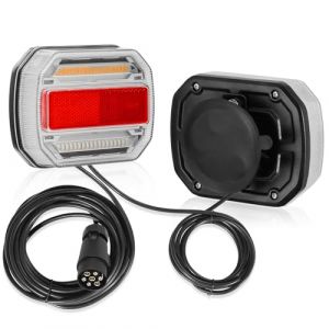 SPARKMOTO Feu De Remorque Led Aimant&eacute; Etanche,Kit Eclairage Remorque Led 7 Broches Complet, Feux Arri&egrave;re Remorque Magn&eacute;tique Avec Faisceau C&acirc;ble De 2.5/7.5M,12V 24V Double Tension (SPARKMOTO, neuf)