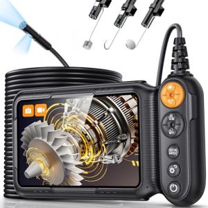 Caméra Endoscopique Double Objectif, Hopefox 1080P HD Ecran IPS 5 Pouces Endoscope Camera avec 8+1 Lumières LED, Caméra Inspection Canalisation, IP67 étanche, Câble Semi-Rigide de 5M (Hopefox, neuf)