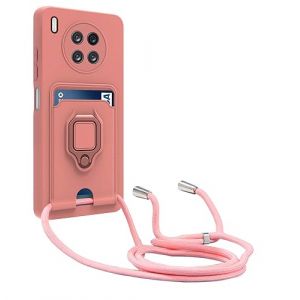 YFSYLL Coque Compatible avec Huawei Honor 50 Lite/Huawei Nova 8i,Collier pour &Eacute;tui Colliers de cellulaire R&eacute;glable Lanyard Silicone Case,Protection cam&eacute;ra,Support Annulaire,Fentes pour Cartes,Pink (meilijiastore, neuf)
