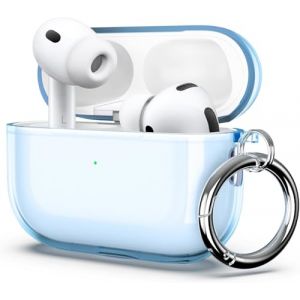 ULAK Coque pour AirPods Pro 3, Compatible avec Les AirPods Pro 3e G&eacute;n&eacute;ration Coque (2025) avec Porte-cl&eacute;s, Couverture Transparente Douce de R&eacute;sistante Aux Chocs [LED Frontale Visible], Bleu (easyarise, neuf)