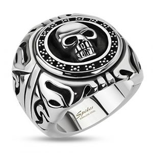 UrbanBijoux BAGUE CHEVALIERE HOMME ACIER INOXYDABLE TETE DE MORT BIKER GOTHIQUE TRIBAL - 72 (Roidubijou, neuf)