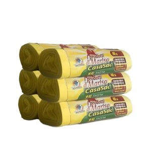 CSC - Sac Poubelle 40L pour Poubelle Sous &Eacute;vier avec Poign&eacute;es, 90 Pi&egrave;ces, 55x65cm, Sac Tri S&eacute;lectif Int&eacute;rieur Anti-Goutte et Anti-Perforation, Sacs &agrave; D&eacute;chets R&eacute;sistants, 6 Rouleaux, Jaune (C.S.C. SOC. COOP., neuf)