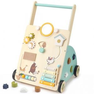 Trotteur en bois pour b&eacute;b&eacute;, trotteur &agrave; pousser pour enfants de 1 &agrave; 2 ans, centre d'activit&eacute;s Montessori 10 en 1, jouet d'&eacute;veil multifonctionnel en bois pour filles et gar&ccedil;ons (Mineresalso, neuf)