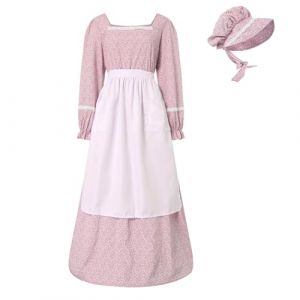 G&eacute;n&eacute;rique Femme Victorienne Costume de Pioneer P&egrave;lerin Florale Prairie Colonial Robe Paysanne D&eacute;guisement de Femme Longues Robes avec Bonnet Et Tablier Gothique Medieval pour Halloween, No&euml;l (mailaoboss, neuf)
