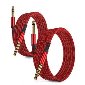 RUXELY Câble Instrument Audio Stéréo 6.35mm (3M/2 Pack) Cordon Tressé en Nylon Jack TRS 1/4 Mâle vers Mâle pour Guitare Électrique,Basse,Clavier,Table de Mixage,Amplificateur,Haut-parleur,Égaliseur (RUXELY STORE, neuf)