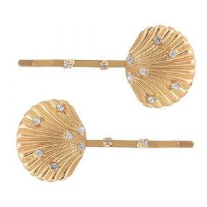 Baluue 2 Pièces Épingle à Cheveux Coquille Pinces à Cheveux En or Cheveux Strass Bijoux Coquillage Pinces à Cheveux Coquillage Pince à Cheveux Coquillage Barrettes En Strass Golden (Fortune Luck, neuf)