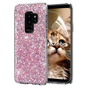OKZone Coque Samsung Galaxy S9 Plus, Mince &Eacute;tui en Silicone Souple Paillette Strass Brillante Bling Bling Glitter de Luxe,Flexible Plein-Corps TPU de Protection pour Samsung Galaxy S9 Plus (Rose) (OKZone EU Store, neuf)