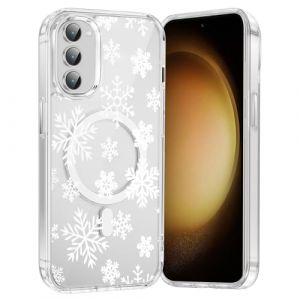 Saqmkil Noel Magn&eacute;tique Coque pour Samsung Galaxy S23 5G, Mignon Neige Motif No&euml;l Hiver &Eacute;tui Christmas Case Compatible avec MagSafe, Transparente Silicone TPU + PC Antichoc Protection Housse, 02 (FORSALOR TRADING, neuf)