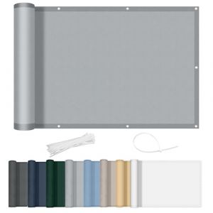AXT SHADE Brise Vue Balcon 90x600cm Imperméable Cache Vue Balcon Protection UV Opaque Résistant aux Contre Vent avec Trous et Serre Câbles pour Exterieur Terrasse-Gris Clair (Vanilla Home, neuf)
