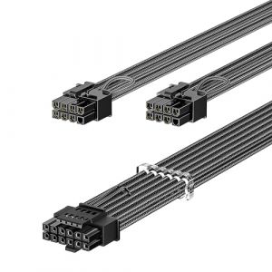 Fasgear Cordon d'alimentation PCIe 5.0 70cm-16pin(2+4) 12VHPWR connecteur pour RTX 4070 4080 4090 5070,2x8pin(4+4) connecteur GPU gain&eacute; Uniquement pour Alimentation Corsair/Great Wall/Thermal-Take (Fasgear Direct, neuf)