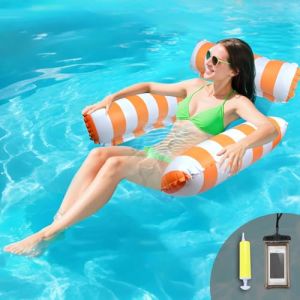 Bouee Piscine Adulte, Hamac Flottant Matelas Piscine Gonflable Siege Piscine Transat（Orange (Hoshin-FR, neuf)