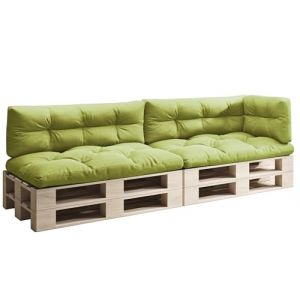 sunnypillow Set de 5 Coussins pour Palette Euro Canapé Jardin Salon - Extérieur - Gros Coussins Banquette - Différentes Tailles et Couleurs à Choisir - Matelas de Sol (Assise + Dossier) - Vert (Globix24, neuf)