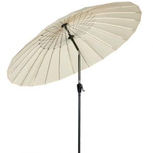 Angel Living Parasol De Jardin Parasol 250cm Rond 24 baleines L'Ombre De MéCanisme D'Inclinaison De Manivelle, Protection UV pour Balcon Terrasse Piscine Extérieur Plage (Crème) (Angel Living Outdoor, neuf)