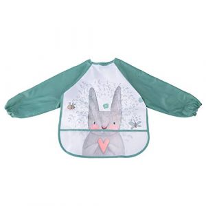 Bavoir &agrave; Manches Longue pour B&eacute;b&eacute; Alimentation Imperm&eacute;able Tablier Repas B&eacute;b&eacute; Blouse de Peinture pour Les Enfants de 6 Mois &agrave; 3 Ans (Lapin vert) (Ovalat, neuf)
