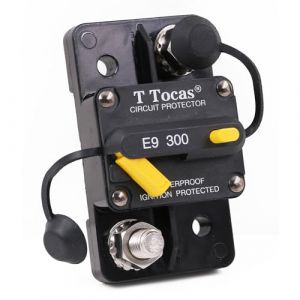 T Tocas 12V-48V cc Disjoncteur Hi-Amp M10 Posts de 300 amp avec réinitialisation manuelle commutable pour Le bateau Moteur à tambour de batterie solaire audio de voiture de bateau, étanche (300A) (GN-wyyd, neuf)