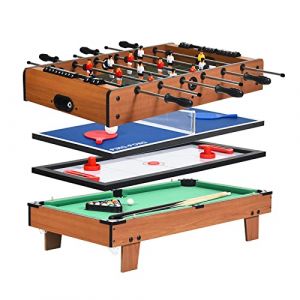 GOPLUS 4 en 1 Table Multijeux Pliante Billard/Babyfoot/Hockey/Tennis de Table, Table de Jeu Multifonctionnelle en PP+MDF avec 81,5x43x29,5CM (Augenstern24, neuf)