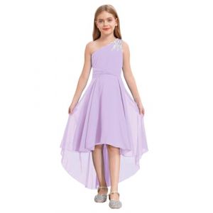 iiniim Enfant Fille Robe De Soir&eacute;e Mariage Une Epaule Robe De Fleur Demoiselle d'honneur Asym&eacute;trique Robes De C&eacute;r&eacute;monie Bapt&ecirc;me Bal 5-16 Ans Lavande 7-8 Ans (yunduantong, neuf)