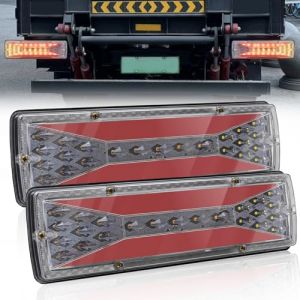 Biqiure 2PCS Feux de Remorque LED,Multifonctionnel Feux Remorque LED 12V 24V Feux arri&egrave;re,Feux Stop, Feux Position,Dynamique Clignotant pour Camion Caravane Tracteur (Mod&egrave;le A) (YuanGu, neuf)