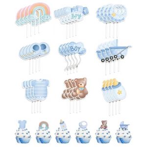 BARRU Lot de 36 décorations de cupcakes - pour fête prénatale,divulgation du sexe - Décorations de fête pour Topper Communion Topper Gateau Cupcakes Fournitures pour Anniversaire Filles (STAR PENGPENG, neuf)