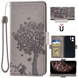 Auotu Cuir PU Coque with Arbre Pattern Flip Bookstyle Magn&eacute;tique Housse &Eacute;tui Cover Case pour DOOGEE N50 Smartphone (Gris) (Auotu, neuf)