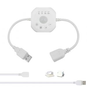 Clearhill Mini Interrupteur &agrave; D&eacute;tecteur de Mouvement 5V avec Connecteurs USB M&acirc;le et Femelle (Blanc),D&eacute;lai R&eacute;glable,Gradation de Luminosit&eacute;,Interrupteur Automatique pour &Eacute;clairage DIY Int&eacute;rieur (Clearhill, neuf)