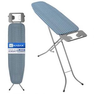 KADAX Table à Repasser 110 x 30 cm, Planche à Repasser Pliable avec Housse en Coton, Support pour Fer, Pieds Antidérapants et Hauteur Réglable (Bleu) (KADAX, neuf)