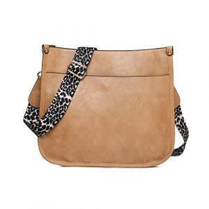 NICOLE & DORIS Sac Bandoulière Femme Sacs à Main Portés épaule en Cuir PU Sac Besace Multi Poches Shopping Bag Sac Crossbody Messenger Grande Sac Cartable en Léopard Kaki (NICOLE&DORIS-FR, neuf)
