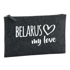 Huuraa trousse de toilette Belarus my love Trousse de toilette cadeau en feutre anthracite 1 litre Belarus my love Pr&eacute;sent (Hellweg Handelsbetrieb Soest, neuf)