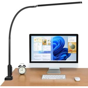 BIENSER Lampe de Bureau LED, 1400LM Lampe de Table avec Pince, Lampe d'architecte - Col de Cygne Flexible, 11 Niveaux de Luminosit&eacute; X 5 Modes de Couleur R&eacute;glable, Protection des Yeux, Fonction M&eacute;moire (BIENSER Ltd, neuf)