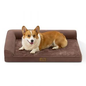 Lit Orthop&eacute;Dique Cosy Kiss pour Chiens De Taille Moyenne, Canap&eacute; pour Chien avec Rembourrage en Mousse De Soutien, Housse Imperm&eacute;Able Et Base Antid&eacute;Rapante Forme en U, Marron (SUNWIN US, neuf)