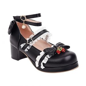 Chaussures pour enfants pour filles : chaussures de princesse Mary Jane avec talon Kawaii Lolita, chaussures à talons hauts pour cosplay, fête, plateau festif, chaussures de soirée, chaussures de (yueyueyue EU, neuf)