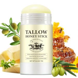 B&acirc;ton de baume au miel de s&eacute;bum avec s&eacute;bum de bovins nourris &agrave; l'herbe et miel brut pour peaux s&egrave;ches et sensibles, prend soin de la peau avec de la cire d'abeille et du beurre de karit&eacute; pour le (dachitian, neuf)