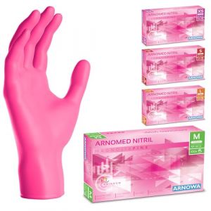 100x ARNOMED&reg; Gants en nitrile taille M Rose, Gants &agrave; usage unique pour chirurgie & laboratoire, Gants en nitrile sans poudre et sans latex, Moufles en nitrile en XS, S, M, L, XL, XXL (arnowa, neuf)