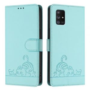 Etui Coque pour Samsung Galaxy A71 5G[Housse en Cuir] [Etui &agrave; Rabat avec Porte Carte] Pochette Case Magn&eacute;tique Clapet &Eacute;tui Portefeuille pour Samsung Galaxy A71 5G,Vert Menthe (GY-honeq☆, neuf)