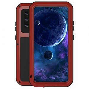 LOVE MEI Samsung Galaxy A52 Coque, Aluminium M&eacute;tal + Verre tremp&eacute; &eacute;tanche Antichoc Militaire Heavy Duty Robuste Couverture Housse Coque, pour Samsung Galaxy A52 (Rouge) (Miyi's, neuf)