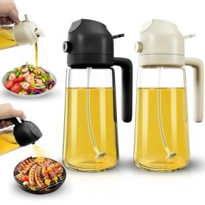 Dictien Spray Huile Cuisine 470ml &ndash; Vaporisateur Huile Air Fryer 2-en-1, Spray Huile d'olive pour Cuisson, Salades, Vinaigre et Accessoire Cuisine (Beige + Noir) (HSWL, neuf)
