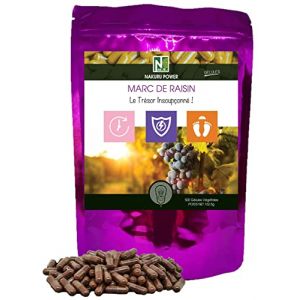 NAKURU | Marc de Raisin | Gamme Power | Fabriqu&eacute; en France | "Le Tr&eacute;sor Insoup&ccedil;onn&eacute; !" | (500 G&eacute;lules de 325mg / Poids Net: 162,5g) (Nakuru Super-Aliments, neuf)