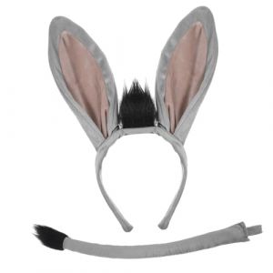 PHENOFICE -Tête Queue Ensemble -Tête Oreilles Duveteuses -Tête Animaux -Tête Oreilles D'Écureuil -Tête Âne -Tête Oreilles D'Âne Adulte Costume Âne -Tête Oreilles D'Animaux -Tête Oreilles (Pensiy, neuf)