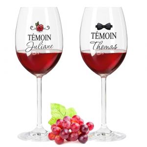 Leonardo Verre à vin avec gravure – témoin de mariage – Cadeau pour les amateurs d'été et les amateurs de vin – Verres à vin – Cadeau d'anniversaire pour femmes et hommes – Couleur quotidienne UV (GRAVURZEILE, neuf)