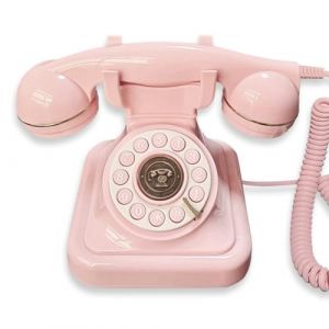 Malloy Téléphone Fixe Filaire de Style Rétro Branché à, Antique et Européen, pour Bureau - Décoration Mode Classique - Téléphone Fixe Ancien Rose. (Panlanshuang, neuf)