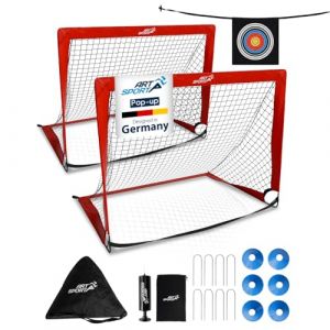 ArtSport But de Football Pop-up Goal Master – Set de 2 avec Accessoires – Pliable & prêt à Jouer – 2 buts intérieur & extérieur – Cage de Foot – Rouge (Juskys Gruppe GmbH, neuf)