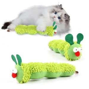 XFSRG Jouet Chat Chenille Verte en Peluche Douce Jouets pour Chats et Chatons Accessoire Amusant pour Chats (1) (CAM SELFSELL, neuf)